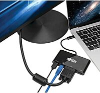 Tripp Lite USB-C Hub with 4K HDMI, 1080P VGA, Gigabit Ethernet, USB-A 3.0, Thunderbolt 3, DisplayPort Alt Mode, 5 Gbps, Black (U444-06N-HV4GUB)
