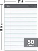 Office Depot Professional Legal Pad, 8 1/2in. x 11.75in., Legal Ruled, 50 Sheets Per Pad, White, Pack Of 8 Pads, 99528