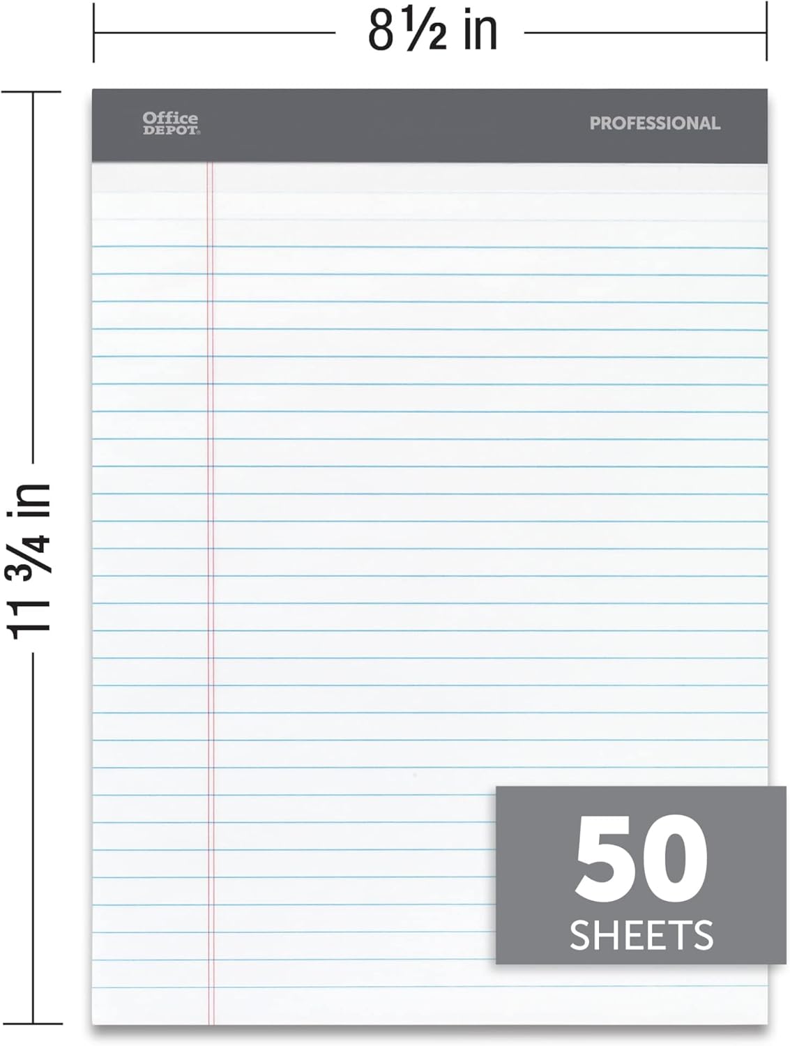 Office Depot Professional Legal Pad, 8 1/2in. x 11.75in., Legal Ruled, 50 Sheets Per Pad, White, Pack Of 8 Pads, 99528