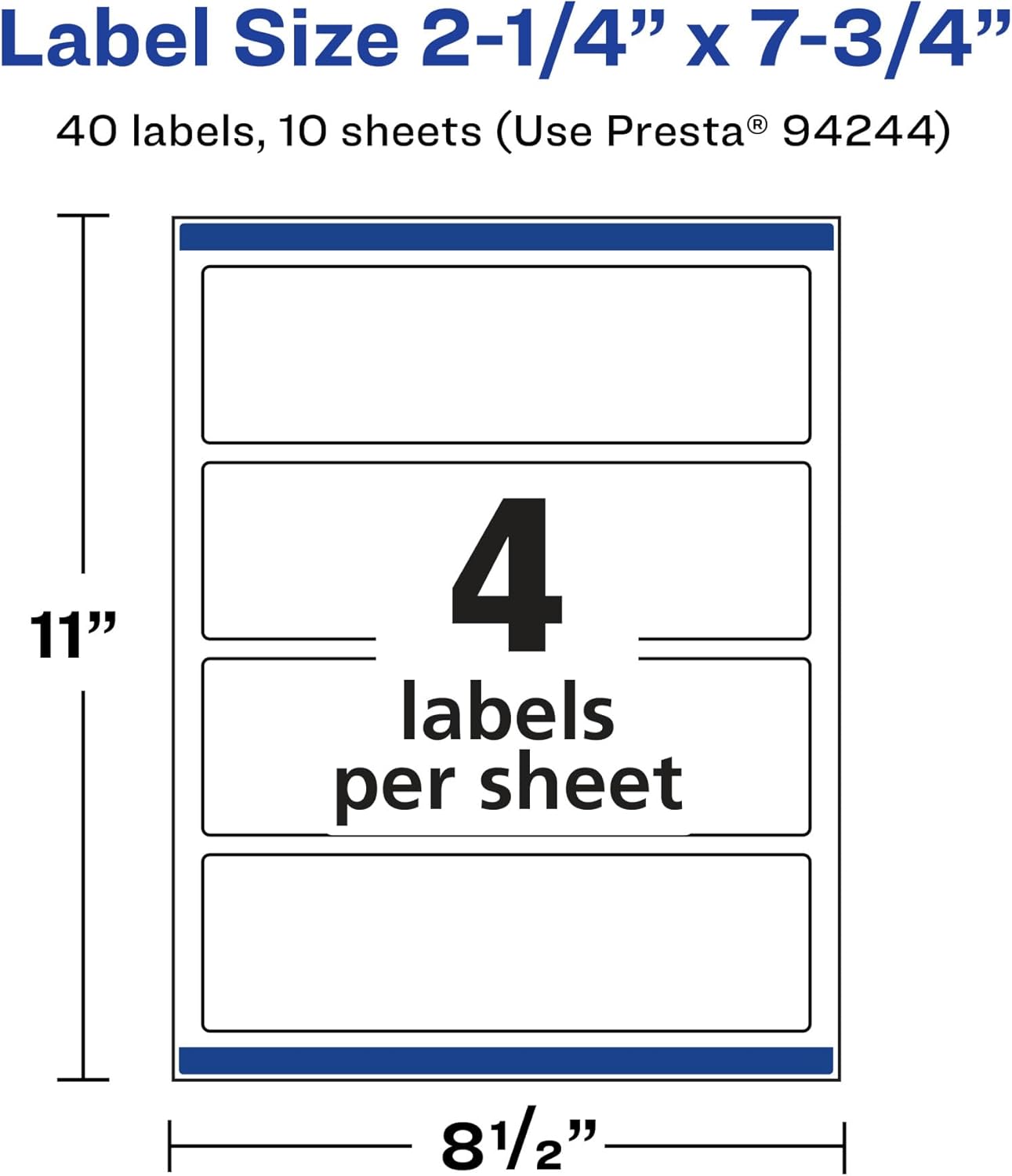AVERY Glossy Clear Rectangle Labels, Sure Feed Technology, 2.25" x 7.75"