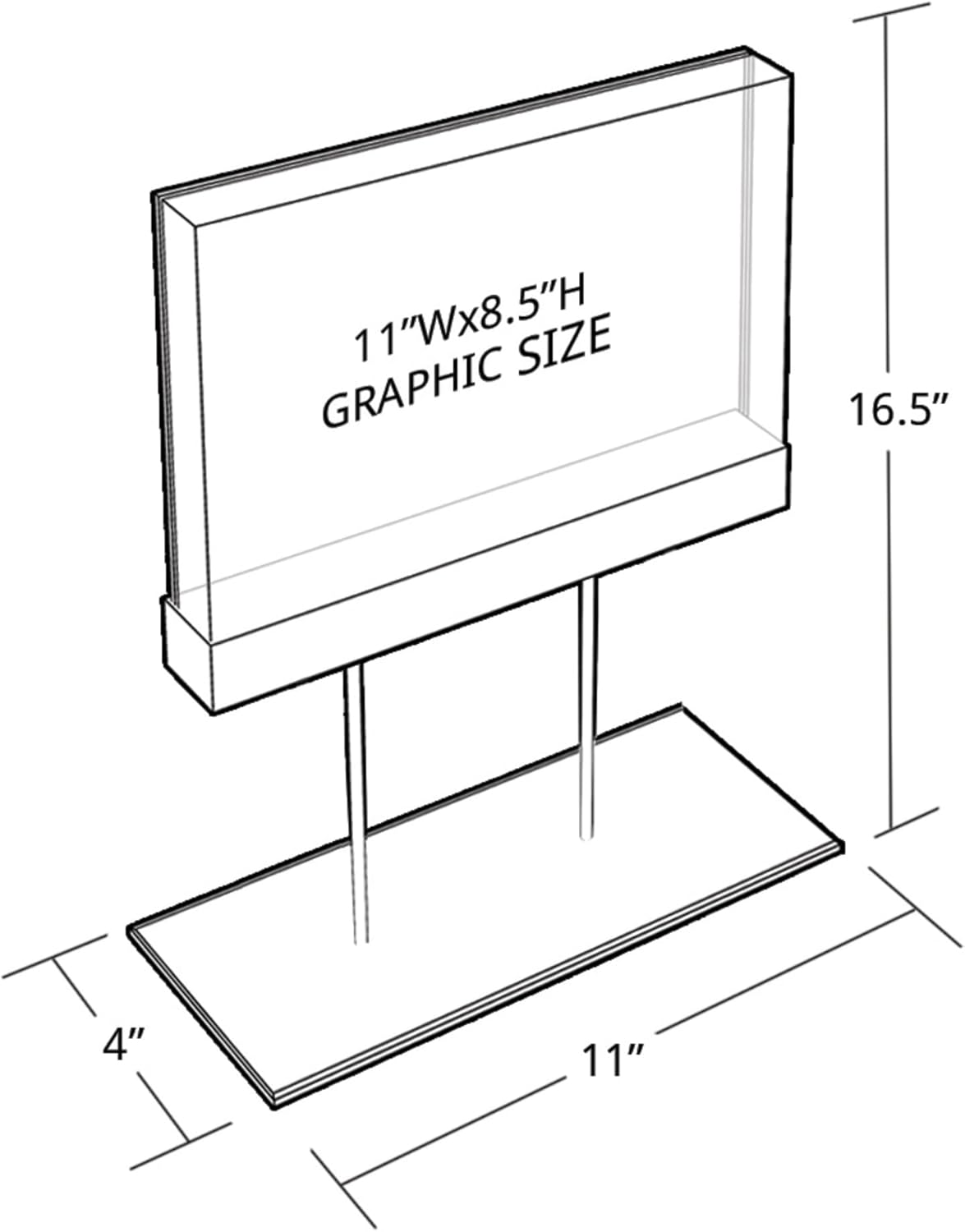 Azar Displays Elite Series Acrylic Block Sign Holder on Chrome Stand