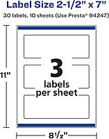 Avery Durable Waterproof Rectangle Labels, Sure Feed Technology, 2.5" x 7"