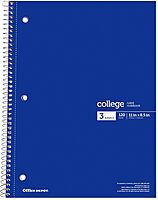Office Depot® Wirebound Notebooks, 8-1/2" x 11", 3 Subjects, College Ruled, 120 Sheets, Assorted Colors, Pack Of 6 Notebooks
