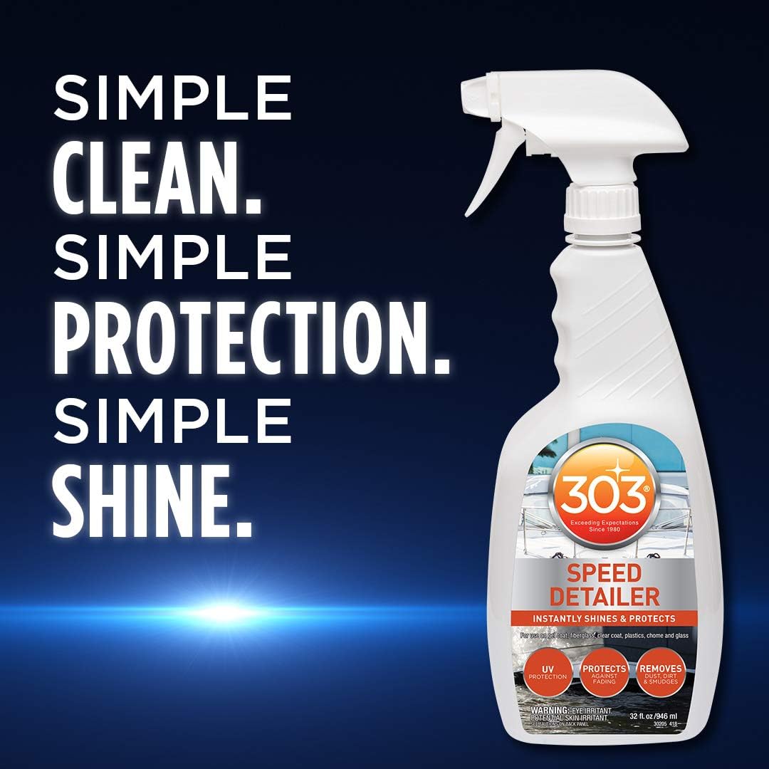 303 Products Marine Speed Detailer - Instantly Shines And Protects - UV Protection - Protects Against Fading - Removes Dust
