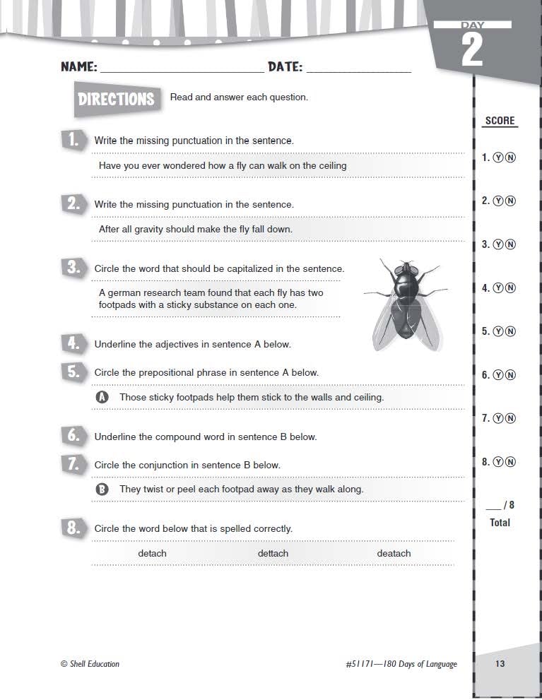 Shell Education 180 Days of Language for Sixth Grade (180 Days of Practice)