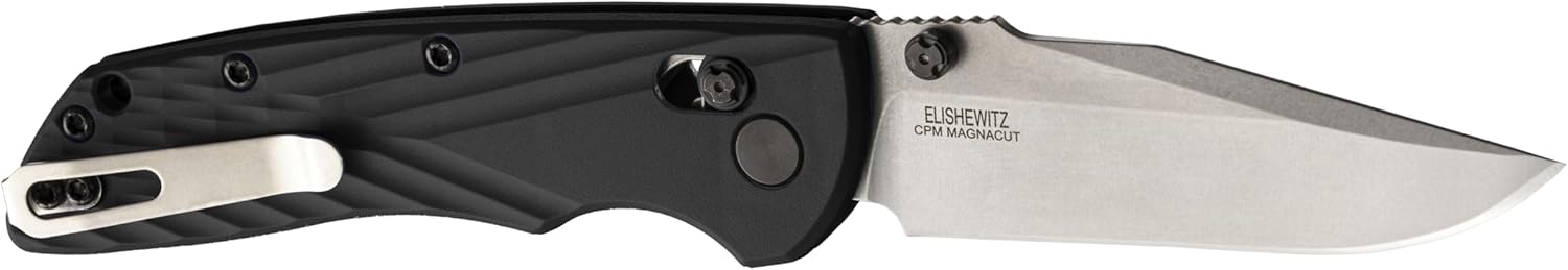 Hogue Deka ABLE Lock Folding Knife 3.25" CPM-MagnaCut Stonewashed Clip Point Blade, Black Polymer Handles