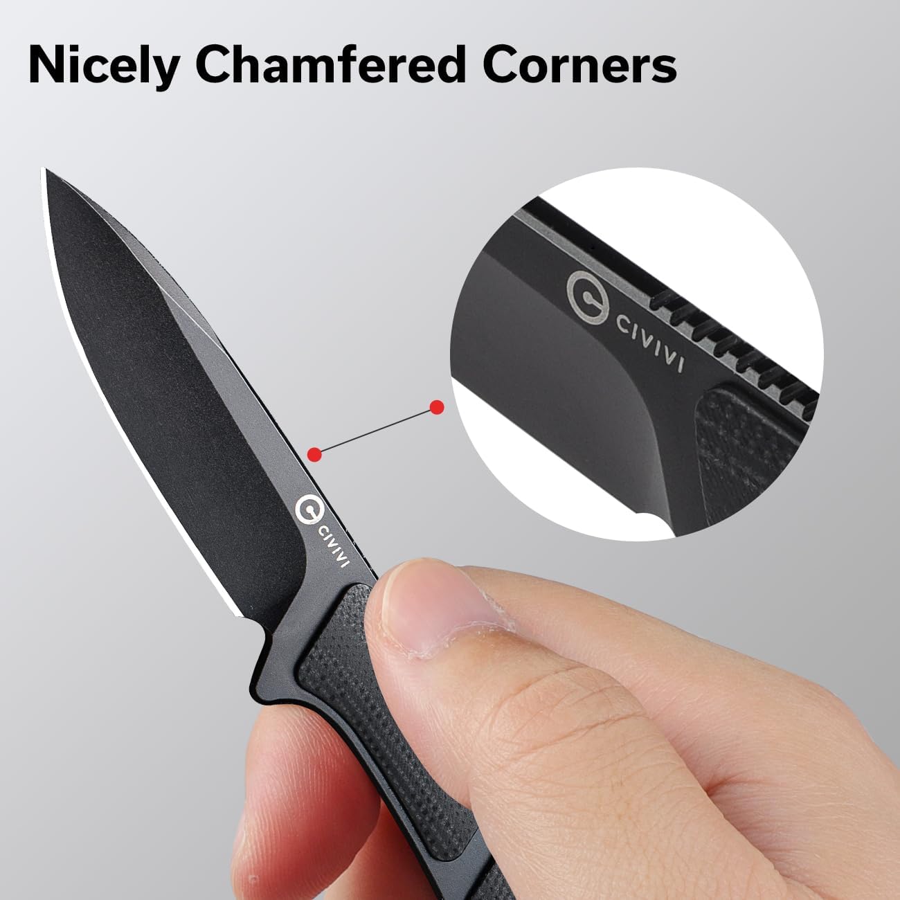 CIVIVI Mini Elementum Fixed Blade Knife with Kydex Sheath and Chain