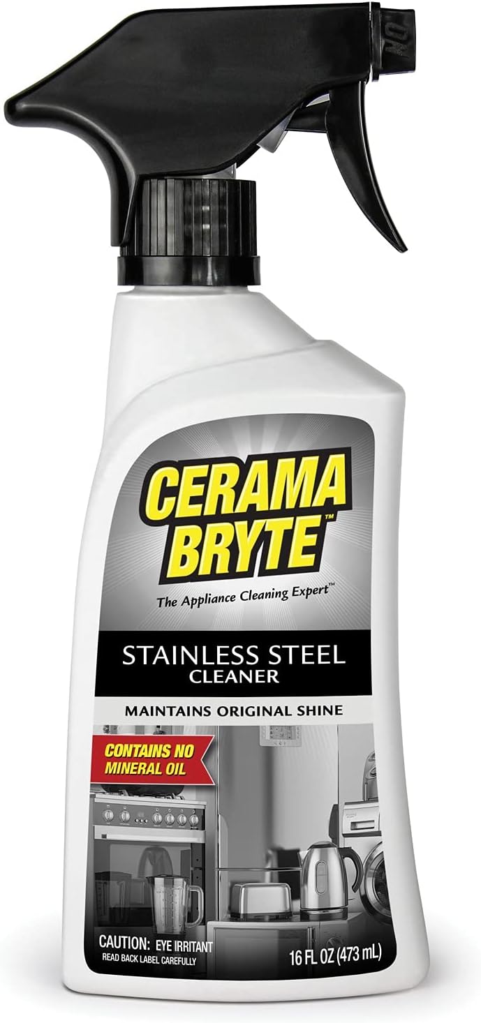 Cerama Bryte Stainless Steel Polish Spray, Streak-Free Shine, Clean and Protect, High Strength Formula. 16 Fl Oz (Pack of 1)