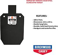 BIRCHWOOD CASEY World of Targets Steel Durable Versatile 3/8" Thick 12" x 20" Silhouette Shooting Target