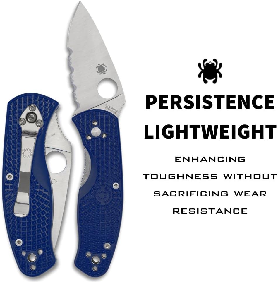 Spyderco Persistence Lightweight Folding Pocket Knife with 2.75 Inch CPM S35VN Steel Blade and Blue FRN Handle
