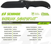 Schrade Delta Class Bedrock Sheepsfoot Fixed Blade with 10.4in Stainless Steel Blade, TPE Handle for Outdoor Survival