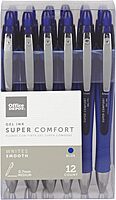 Office Depot Super Comfort Grip Retractable Gel Pens, Medium Point, 0.7 mm, Blue Barrel, Blue Ink, Pack Of 12