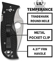 Spyderco Lil Temperance 3 Lightweight Folding Pocket Knife with VG-10 Steel and FRN Handle - PlainEdge - C69PBK3