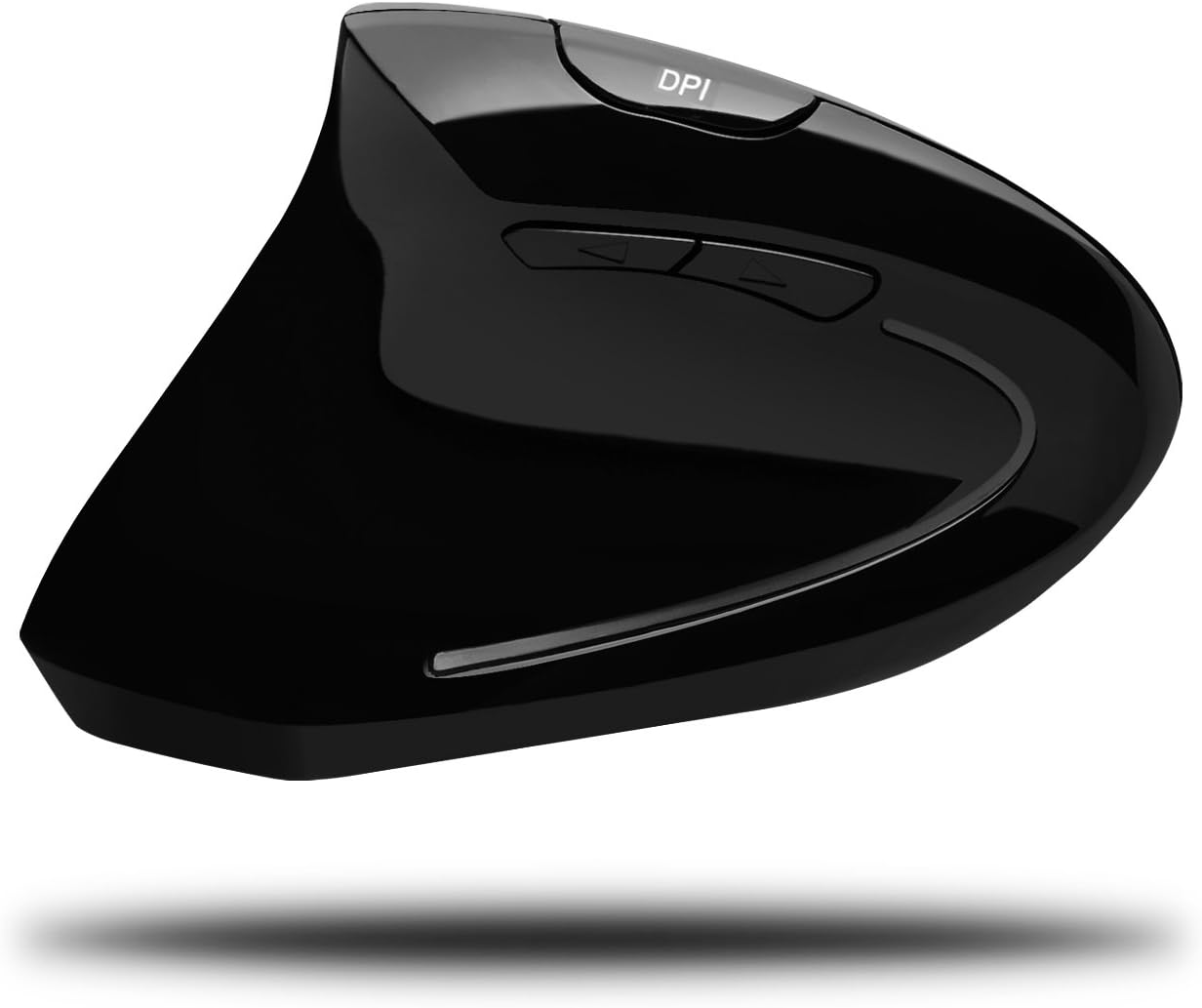 iMouse E90 - Wireless Left-Handed Vertical Ergonomic Mouse, Black