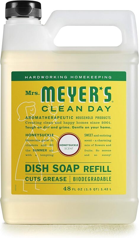 MRS. MEYER'S CLEAN DAY Liquid Dish Soap Refill, Biodegradable Formula, Honeysuckle