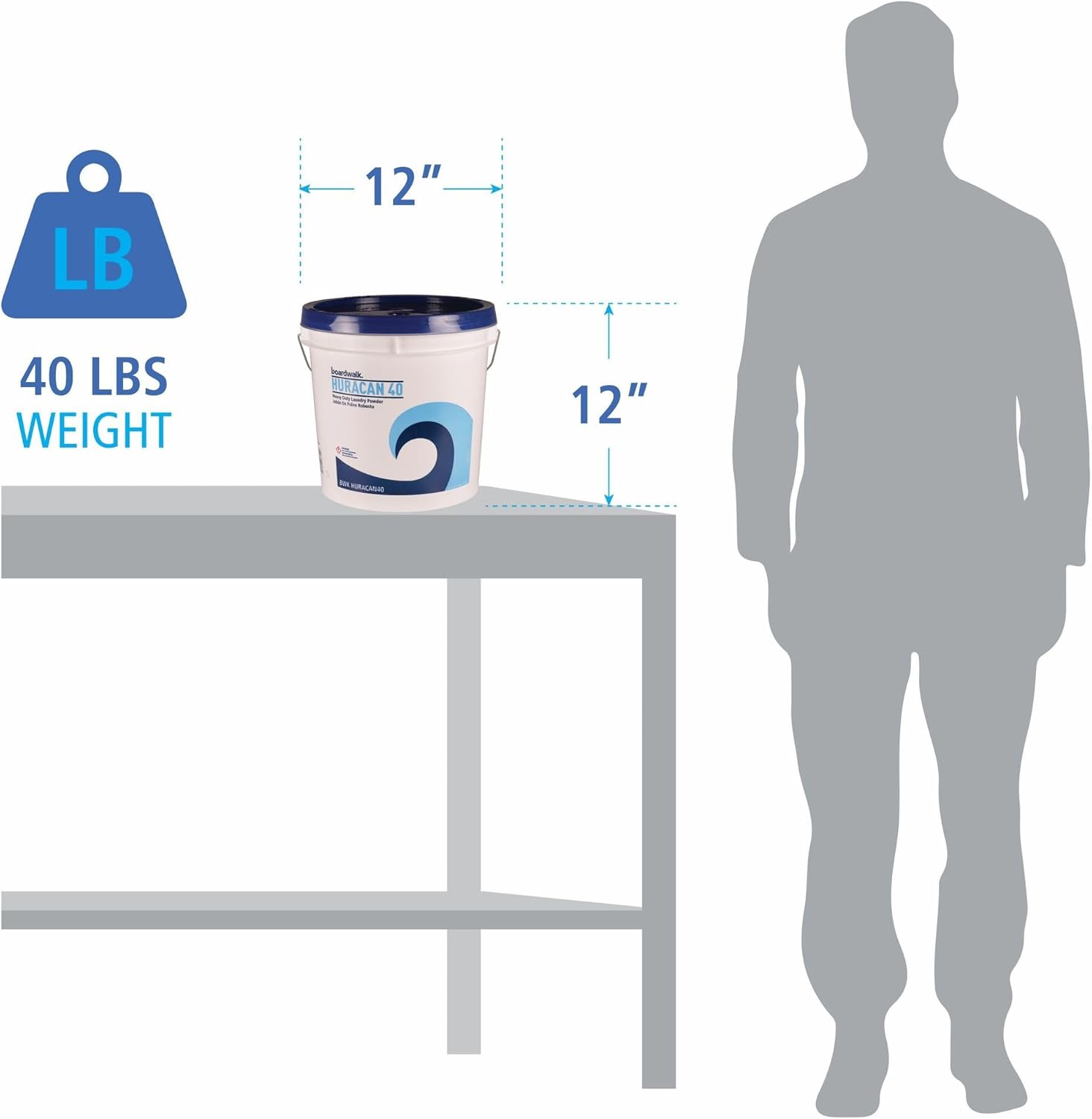 Boardwalk BWKHURACAN40 Low Suds Industrial Powder Laundry Detergent, Fresh Lemon Scent, 40lb Pail 640 Ounce (Pack of 1)