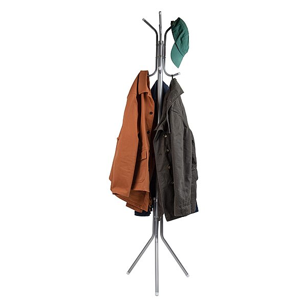 Mind Reader Coat Rack Multi-Hook Organizer for Office or Entryway, 69inH x 16-1/2inW x 14-3/4inL, Silver