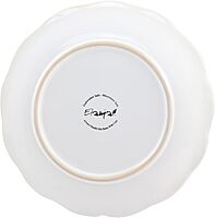 Elama Countess 16 Piece Embossed Double Bowl Stoneware Dinnerware Set in Ivory