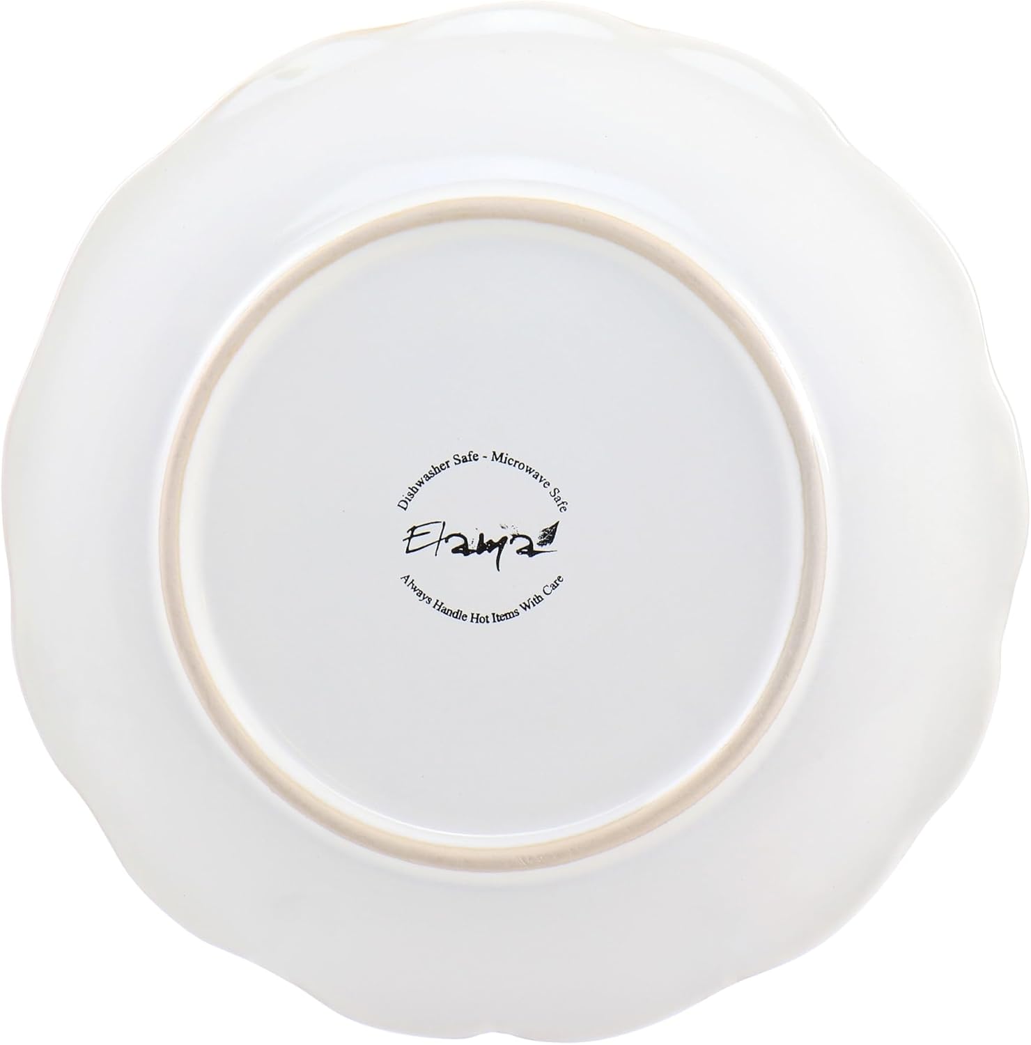 Elama Countess 16 Piece Embossed Double Bowl Stoneware Dinnerware Set in Ivory