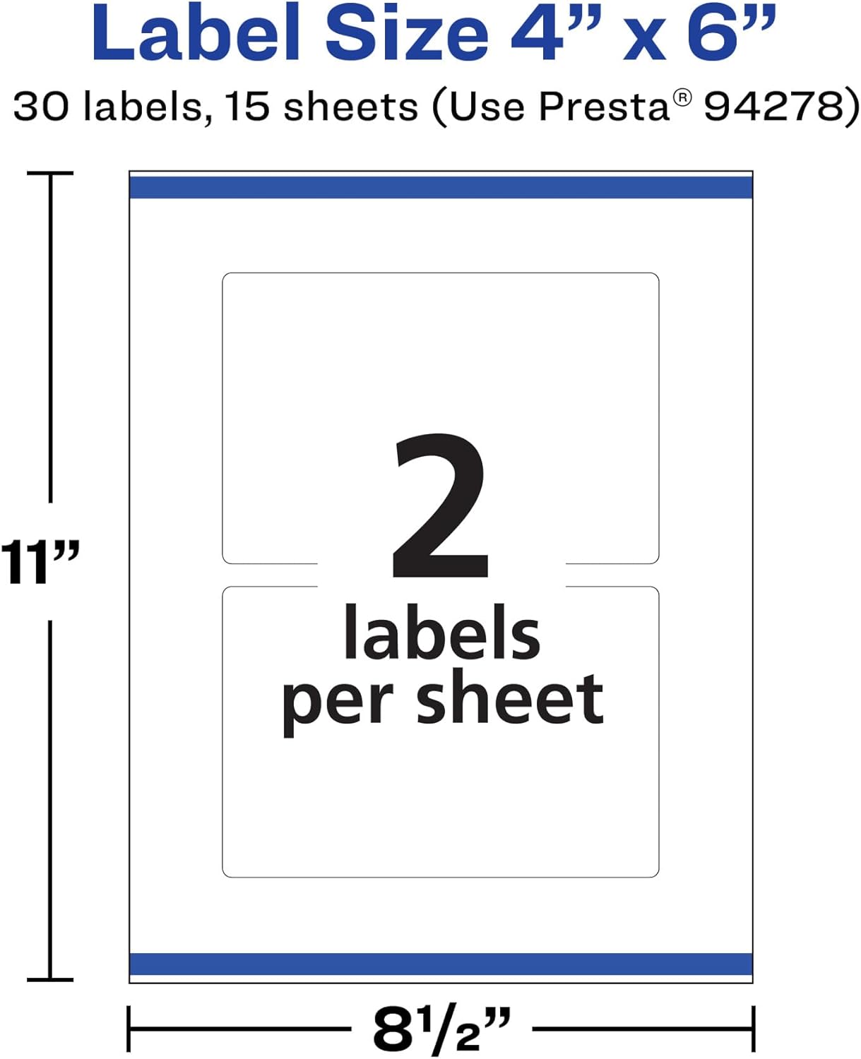Avery Durable Removable Rectangle Labels, Sure Feed Technology, 4" x 6", Matte White Film