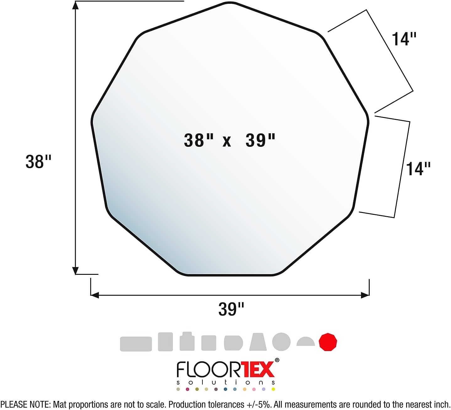 FLOORTEX Polycarbonate Nonagonal (9-Sided) Chair Mat for Hard Floors 38 x 39 in