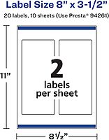 Avery Durable Waterproof Rectangle Labels, Sure Feed Technology, 8" x 3.5"