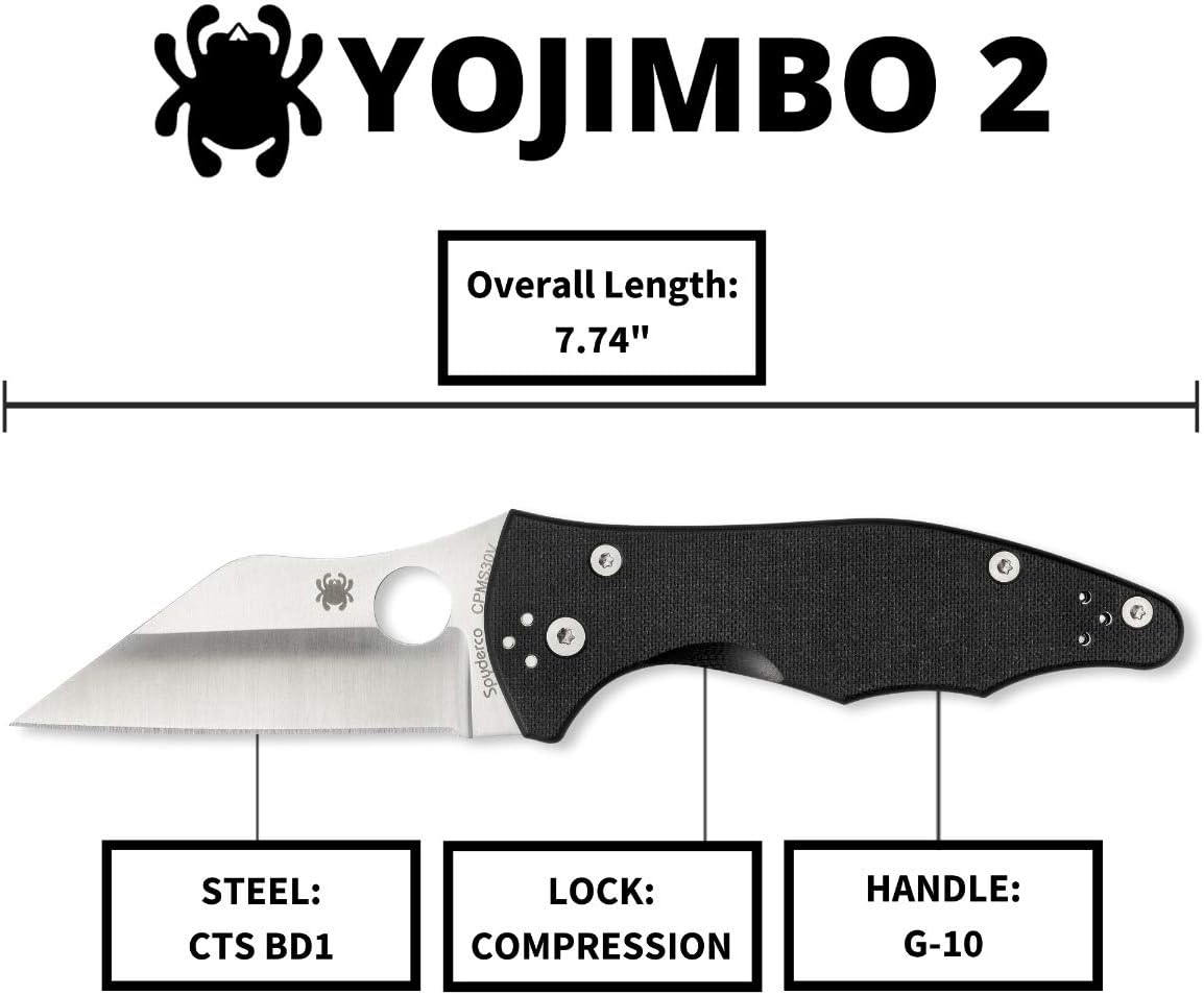 Spyderco Yojimbo 2 Folding Tactical Knife - Wharncliffe