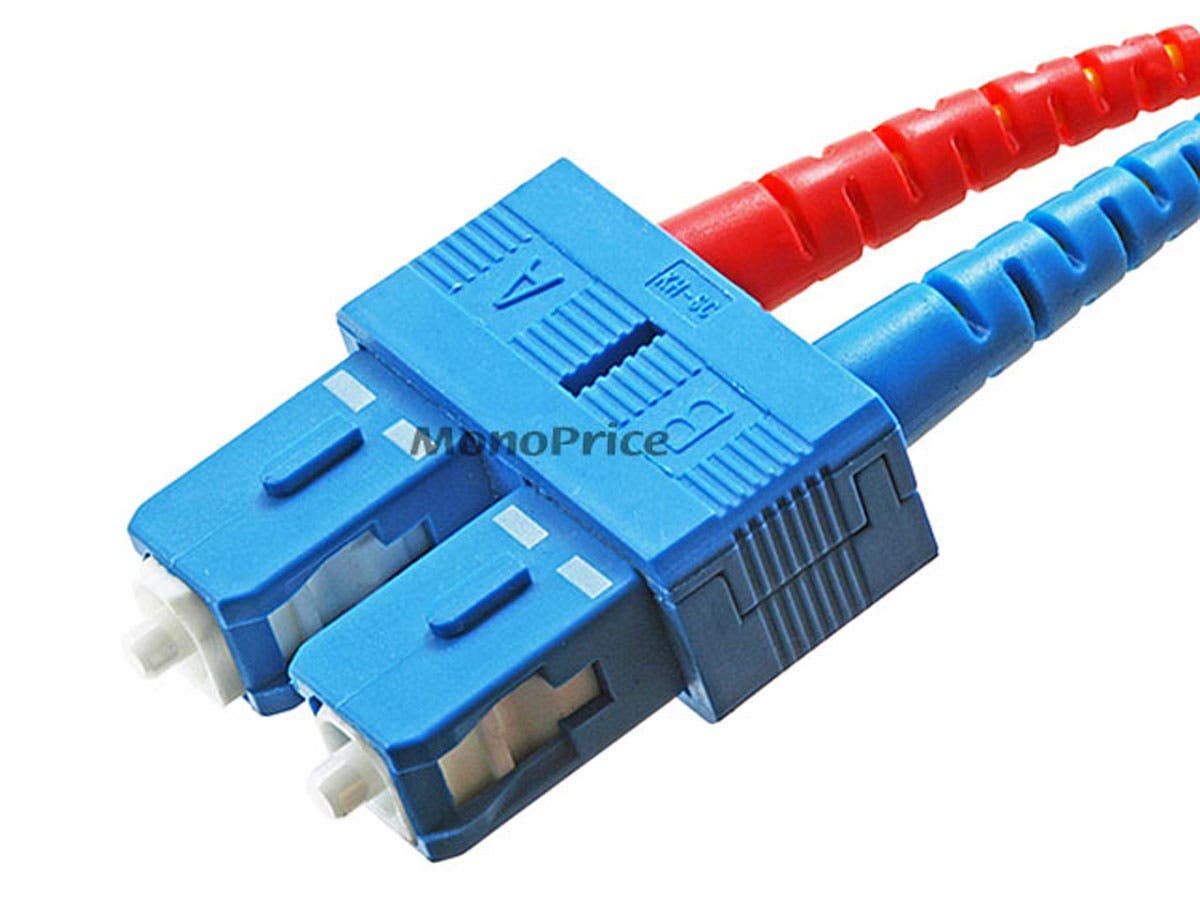 Monoprice Single-Mode Duplex Fiber Optic Cable LC to SC, 9/125 Corning, OFNR