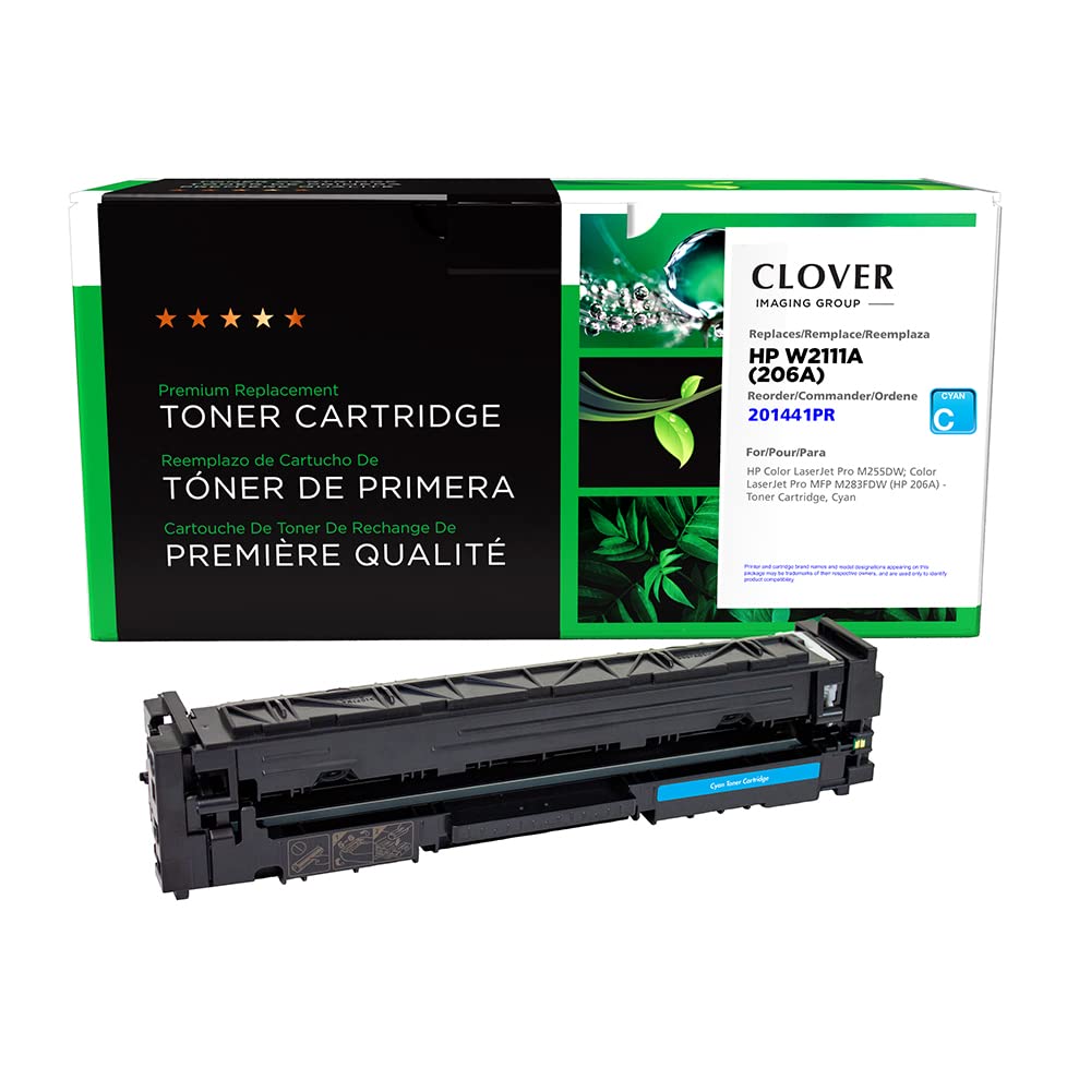 Clover Remanufactured Toner Cartridge (Reused OEM Chip) Replacement for HP 206A (W2111A) | Cyan