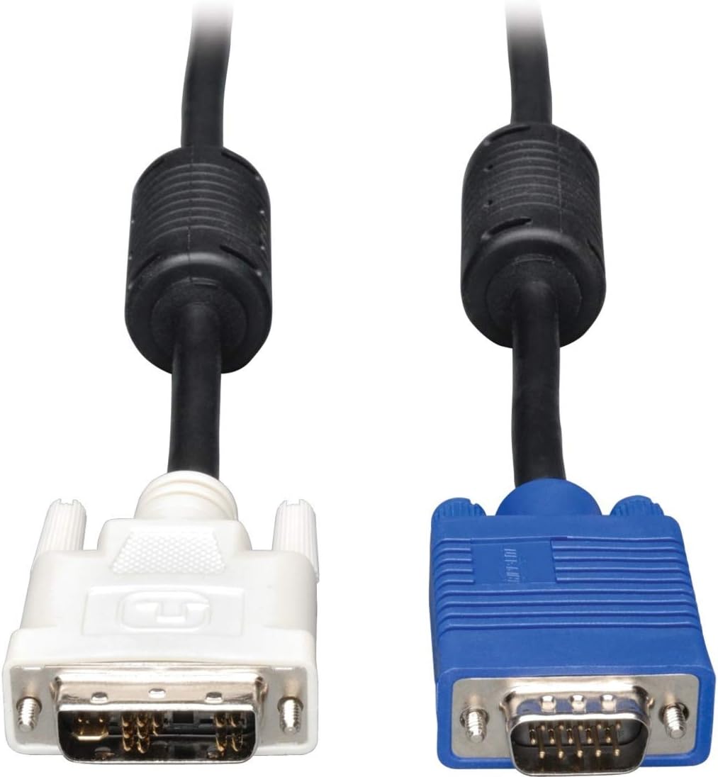 Tripp Lite Display Cable DVI to VGA High Resolution Male Monitor Cable with RGB Coax (DVI-A M to HD15 M)