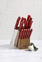 Oster Evansville 14 Piece Stainless Steel Kitchen Cutlery Stainless Steel Knife Block Set