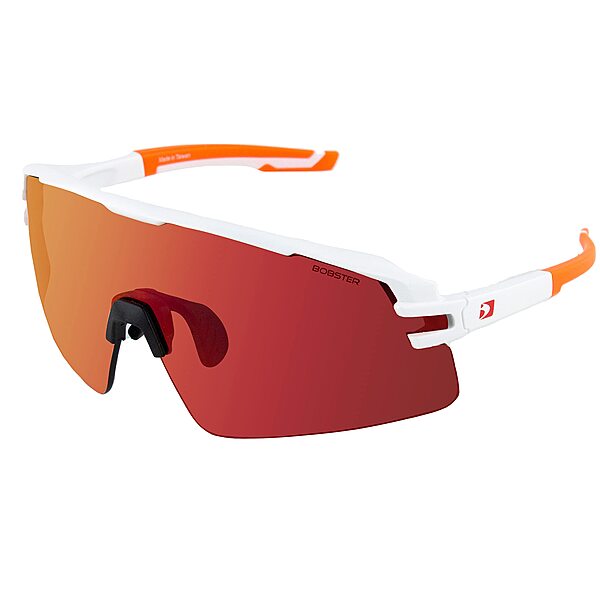 Bobster® Flash Cycling Sunglass, Matte White & Orange Frame, Smoke Black Red Revo Lens