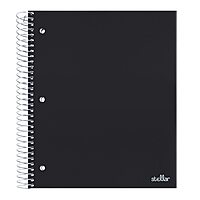 Office Depot® Brand Stellar Poly Notebook, 8-1/2" x 11", 5 Subject, College Ruled, 200 Sheets, Black