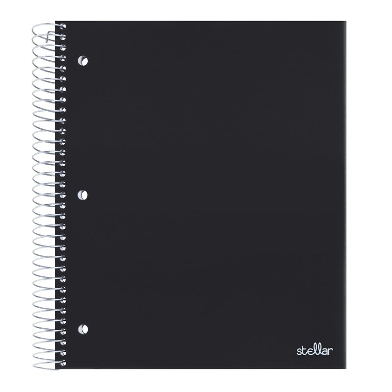 Office Depot® Brand Stellar Poly Notebook, 8-1/2" x 11", 5 Subject, College Ruled, 200 Sheets, Black