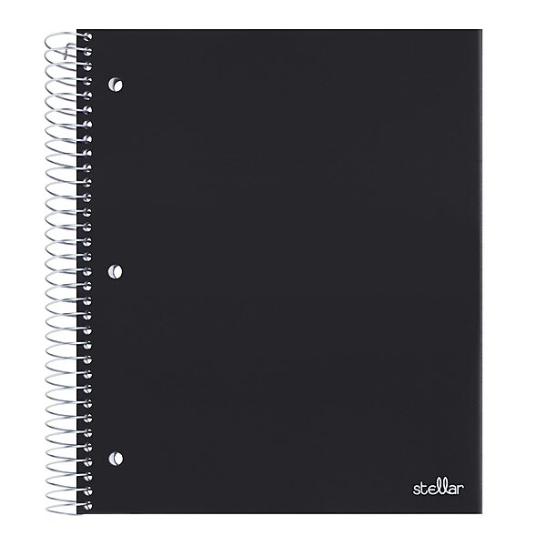 Office Depot® Brand Stellar Poly Notebook, 8-1/2" x 11", 5 Subject, College Ruled, 200 Sheets, Black