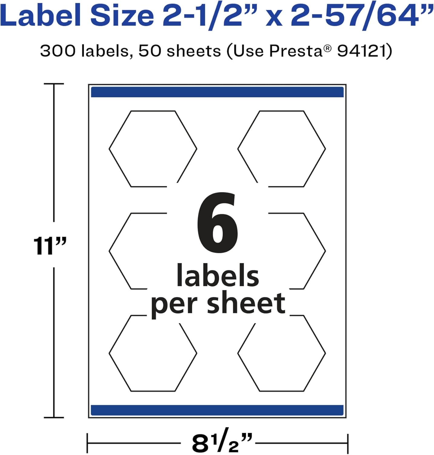 Avery Glossy White Hexagon Labels, Sure Feed Technology, 2-1/2" x 2-57/64", Print-to-The-Edge, Permanent Adhesive