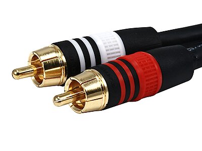 Monoprice 6in & 6ft Premium 3.5mm Stereo Female/Male to 2RCA Male 22AWG Cable (Gold Plated) - Black Cable + Cable, 6ft