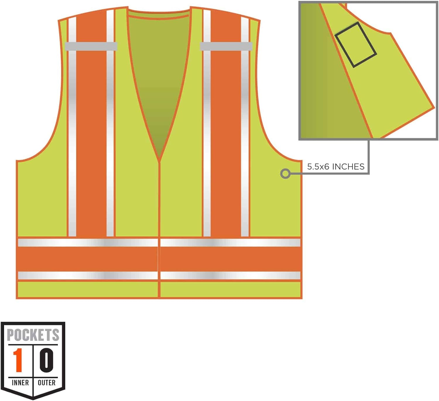 ERGODYNE GloWear 8245PSV Public Safety Reflective Vest, High Visibility, ANSI Compliant, Breakaway
