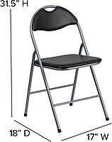 FLASH FURNITURE HERCULES Series Black Vinyl Metal Folding Chair with Carrying Handle