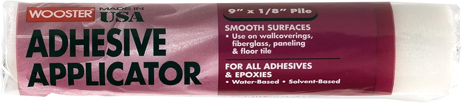 Wooster Brush R245-9 Adhesive Applicator Roller Cover, 1/8-Inch Nap, 9-Inch