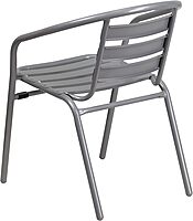 Flash Furniture Lila Silver Metal Restaurant Stack Chair with Aluminum Slats Silver Set of 1