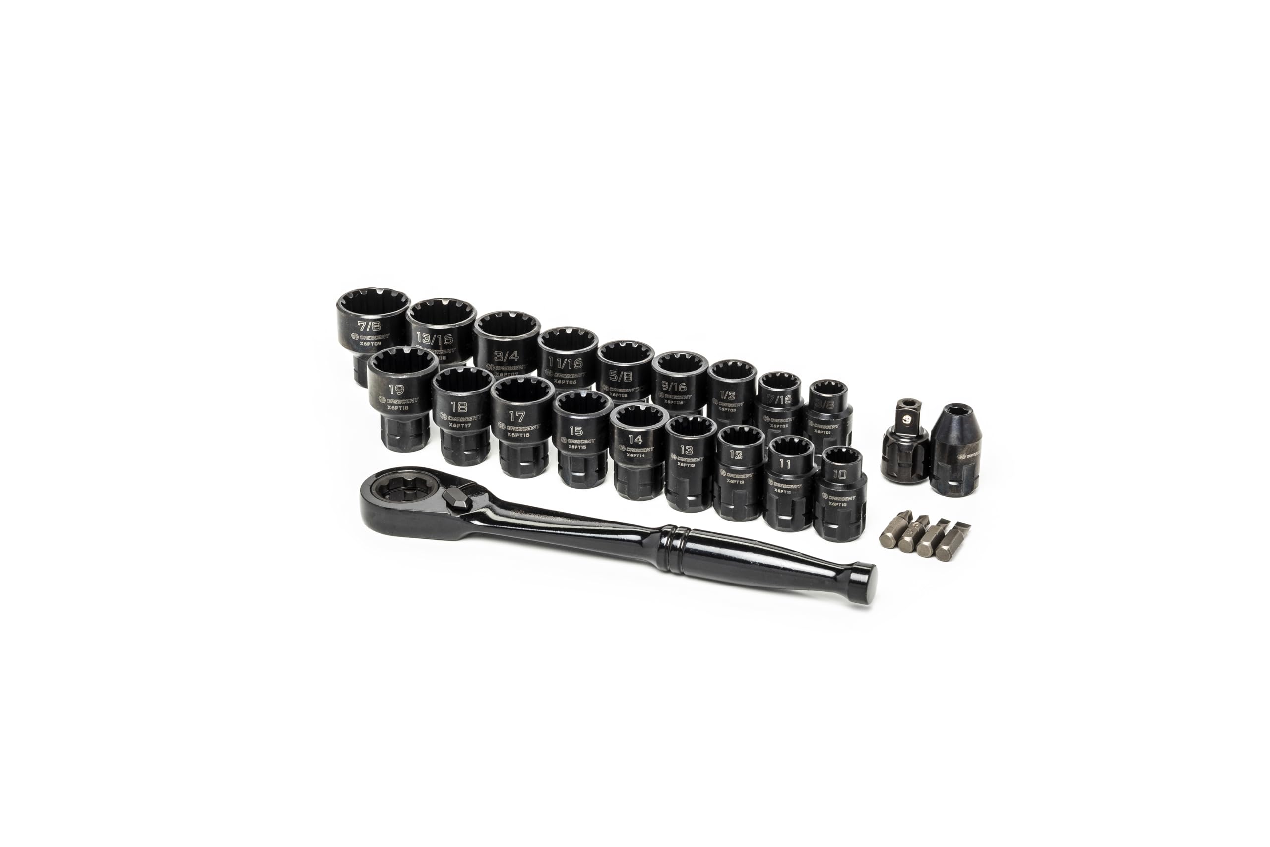 Crescent 25 Piece 3/8" Drive Pass-Thru X6 Standard Spline Mechanics Tool Set - CX6PT25 One Size