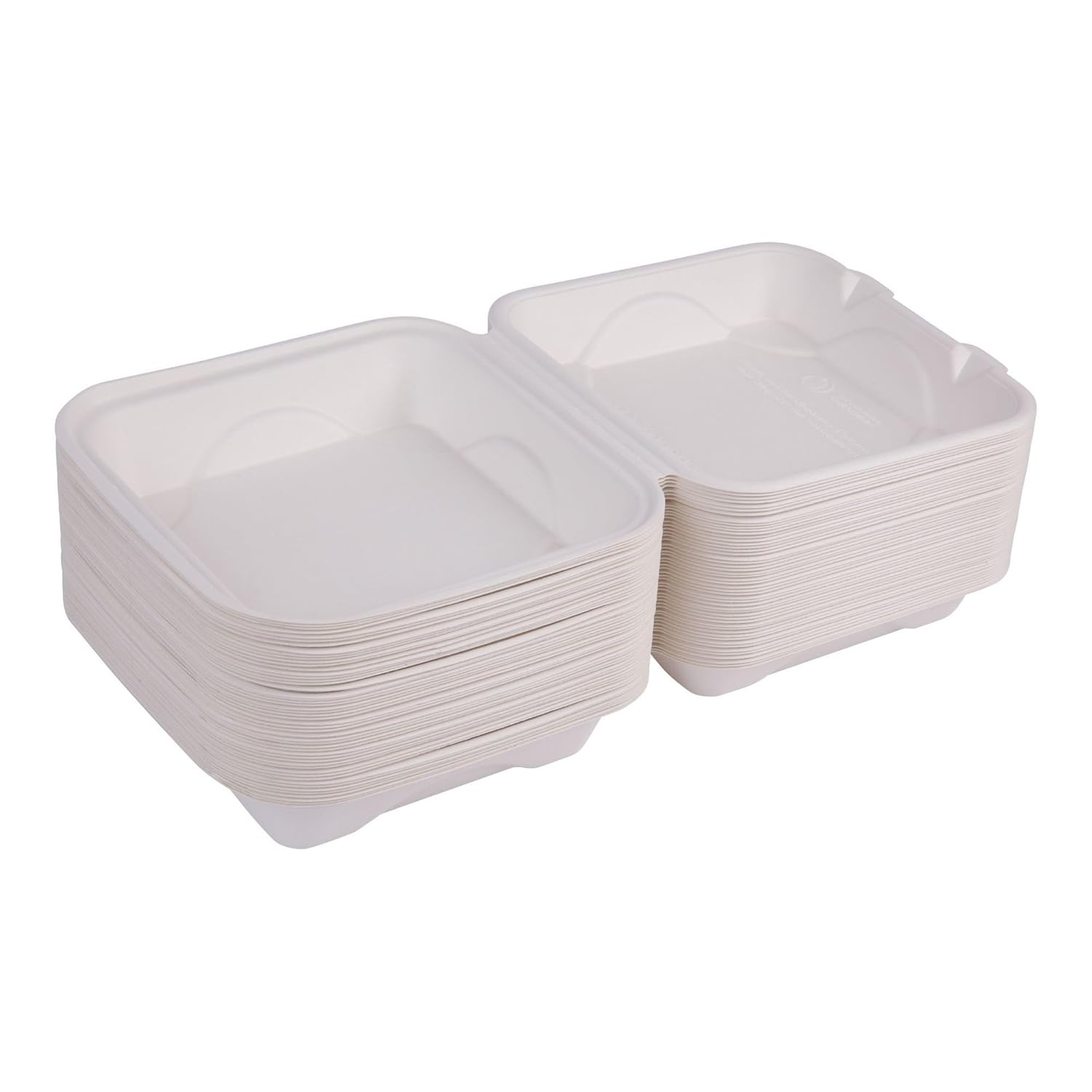 Eco-Products Compostable Bagasse Molded-Fiber Hinged Clamshell Containers