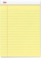 Office Depot(R) Perforated Writing Pads, 8 1/2" x 11 3/4", Legal Ruled, Canary, Pack Of 12