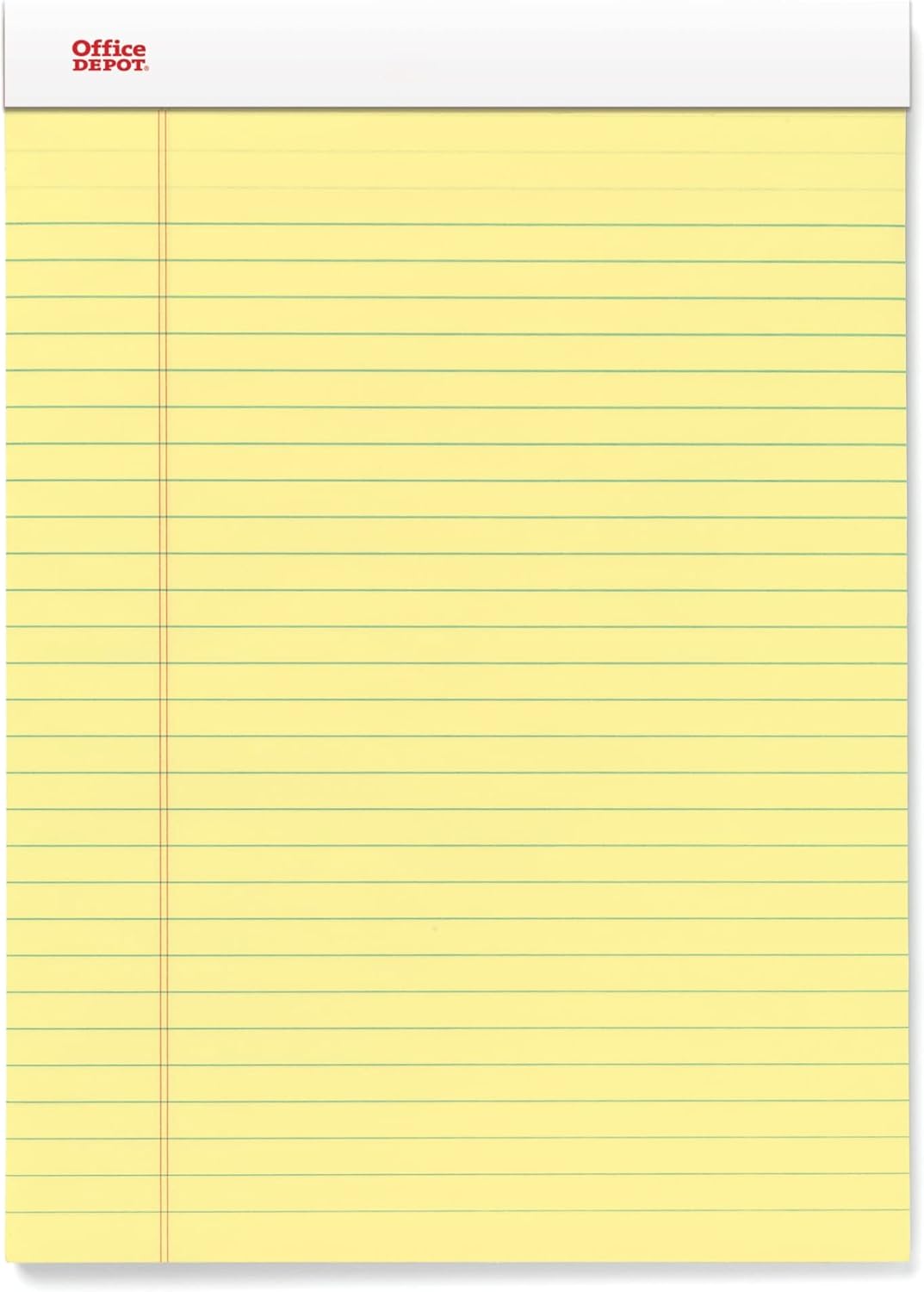Office Depot(R) Perforated Writing Pads, 8 1/2" x 11 3/4", Legal Ruled, Canary, Pack Of 12