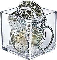 Azar Displays Deluxe Clear Crystal Styrene Cube Bins, Pack of 4