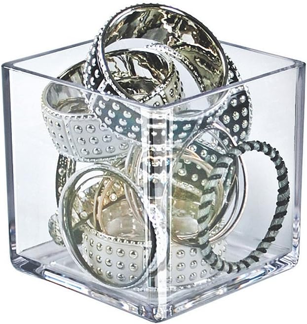 Azar Displays Deluxe Clear Crystal Styrene Cube Bins, Pack of 4