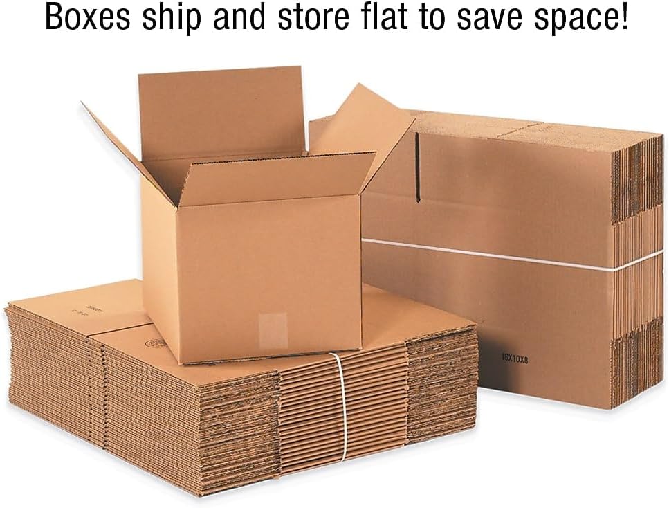 SI Products 13-Inch x 13-Inch x 2-Inch Shipping Box, 200#/ECT, 25/Bundle (13132)