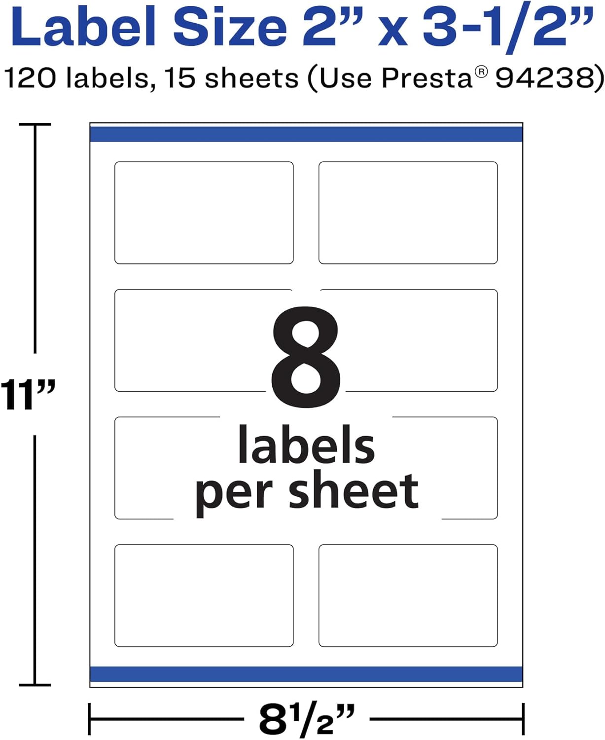 Avery Durable Removable Rectangle Labels, Sure Feed Technology, 2" x 3.5", Matte White Film, Water-Resistant - A05A13