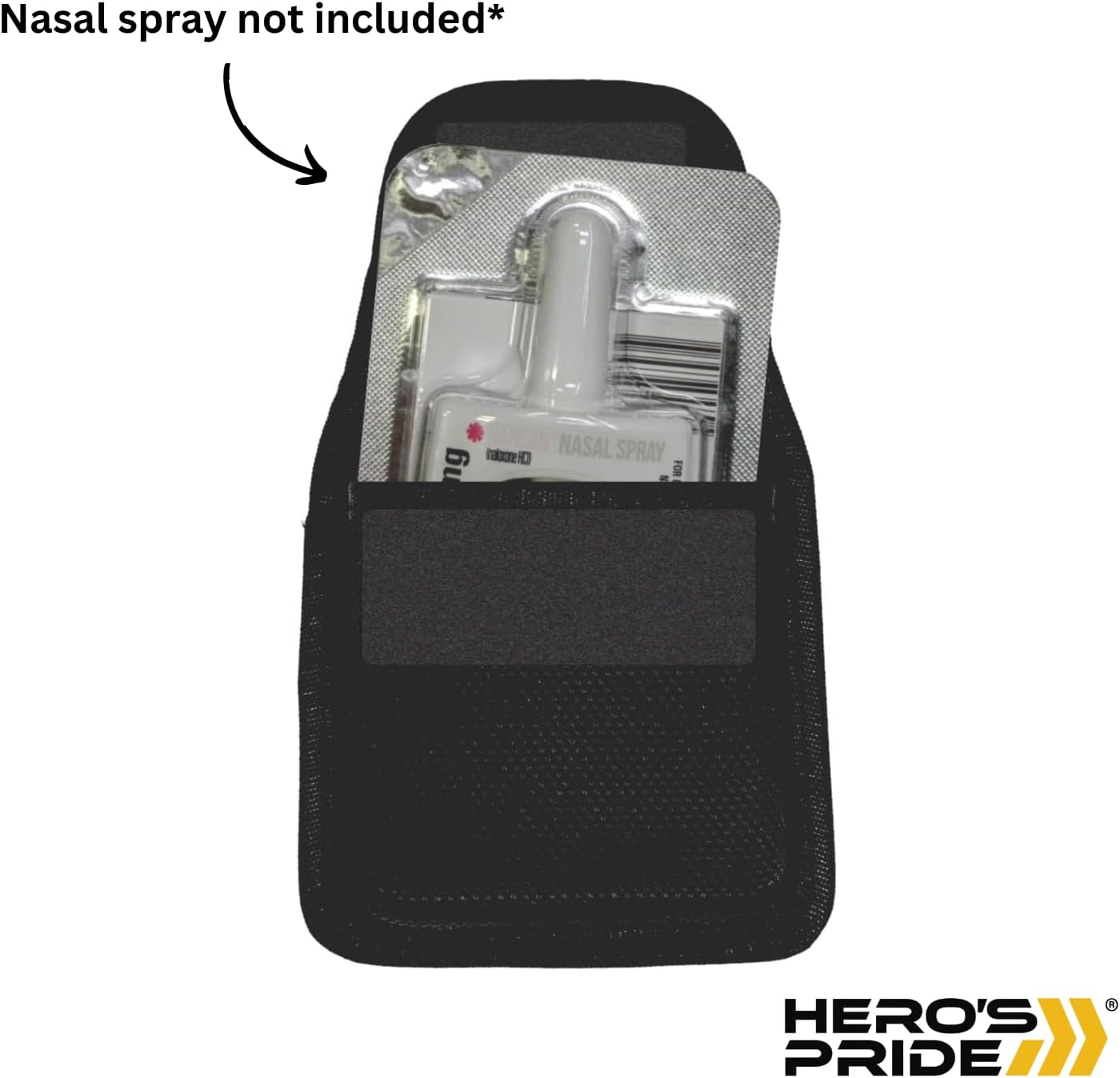 Hero's Pride Ballistic Nasal Spray Case, Snap and Slide Backing, 3" Tall, 2-7/8" Wide, 1-3/4” Deep